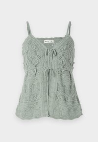 Crochet-Style Tie-Front Sweater Tank - Débardeur - iceberg green