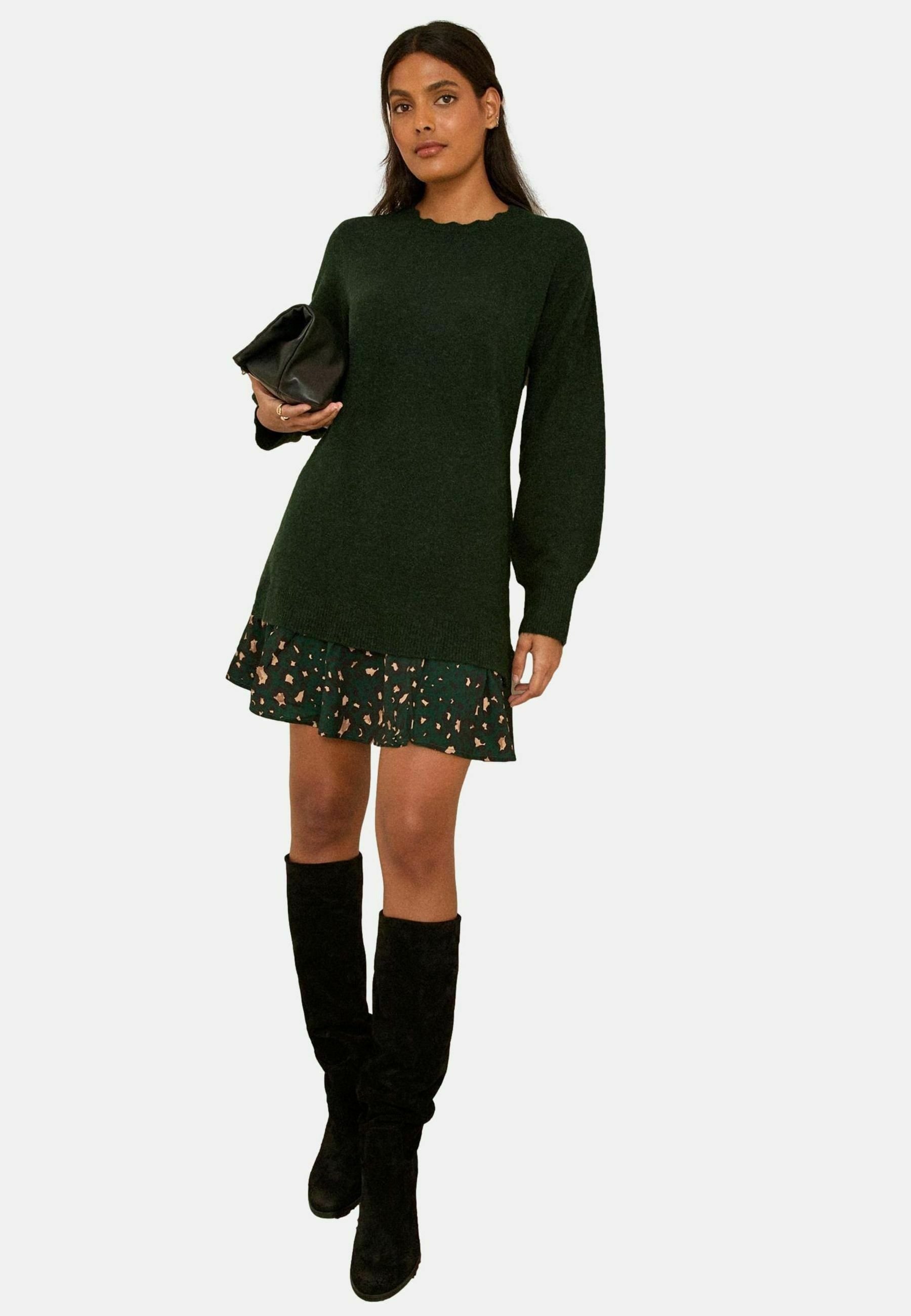 forest green jumper dress The Jones Modest Jumper Dress Golden Harvest / S main image 0