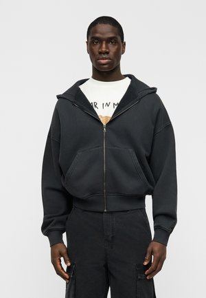 CURVED LOGO ZIP - Sudadera con cremallera - black