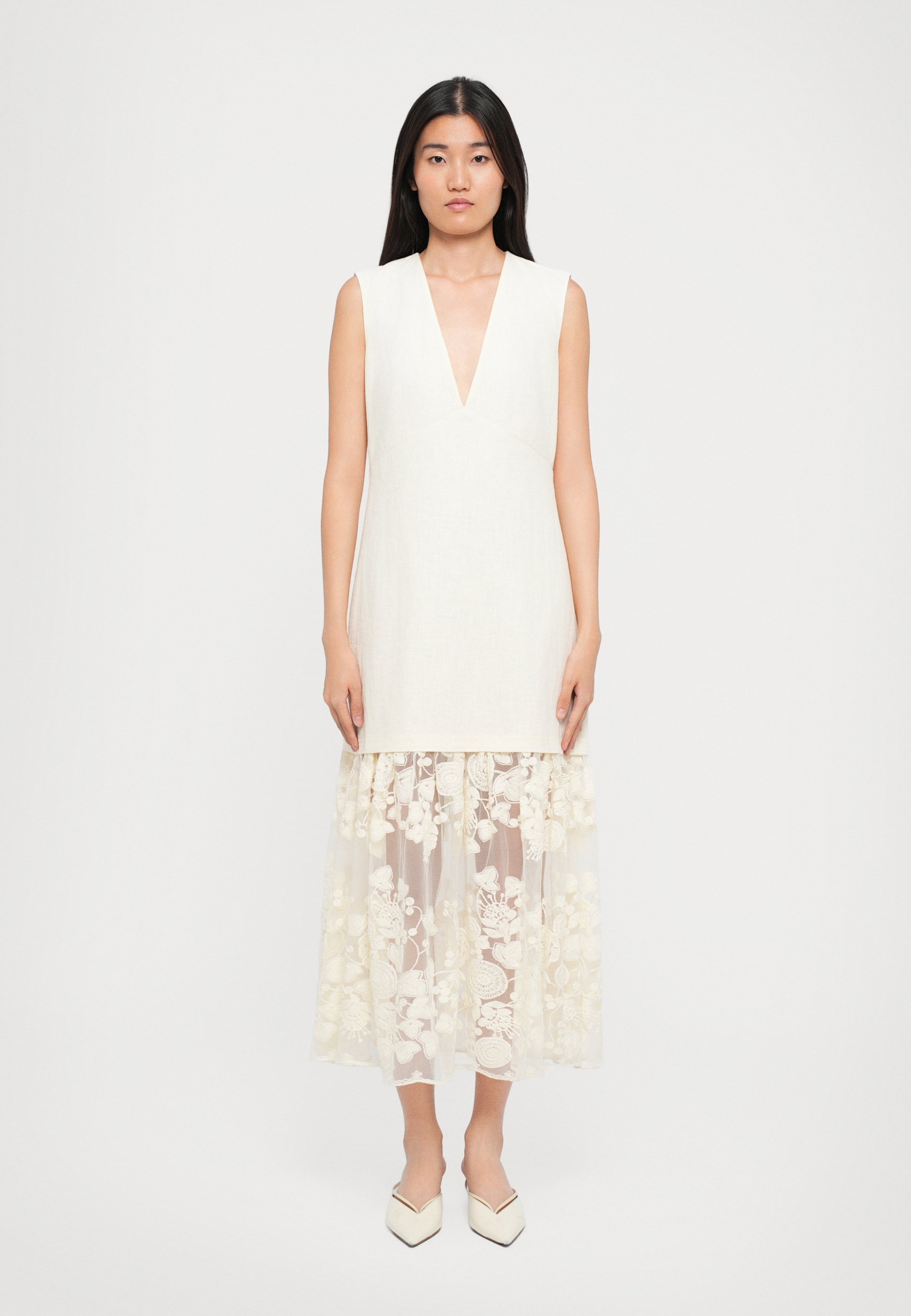 sachin and babi light blue dress Ivory Coast Flutter Sleeve Embroidered Tulle Wedding Dress