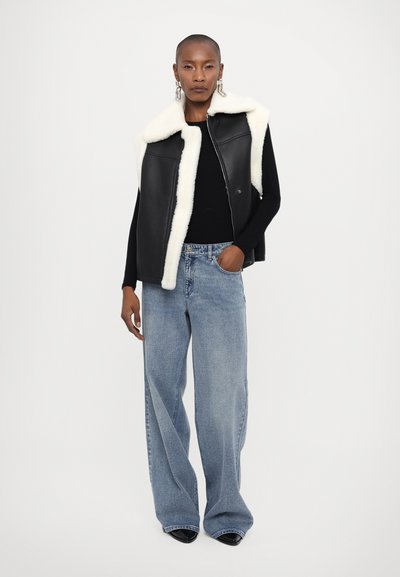 STUDIO ID ZIP UP - Waistcoat - black/off white