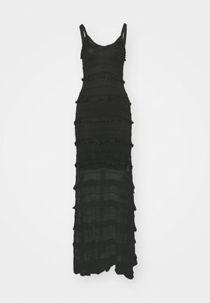 ROBE BRETELLE VOLANTS - Robe longue - noir