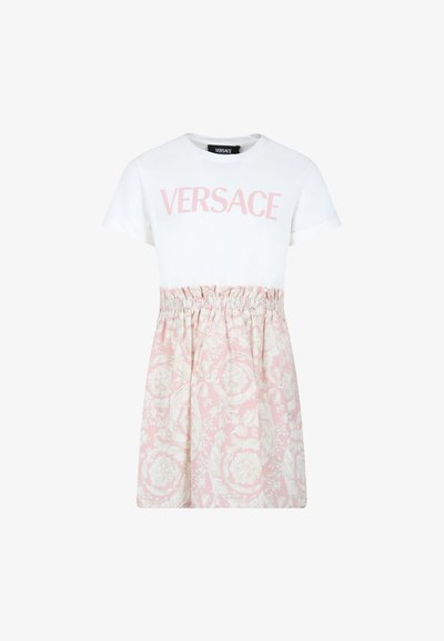 Versace DRESS POP LEGGERO BAROCCO KIDS LOGO - Džersio suknelė - bianco/rosa