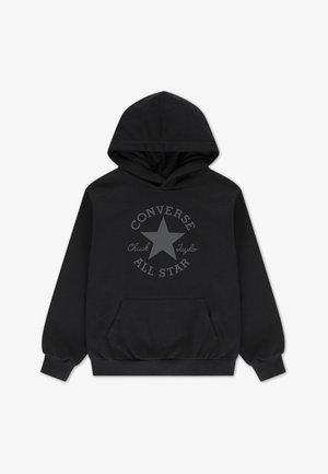 Fekete pamut kapucnis pulóver, nagy szürke csillag logóval, rajta a "CONVERSE" és "Chuck Taylor" feliratokkal. Első zsebbel és bordázott mandzsettával rendelkezik.