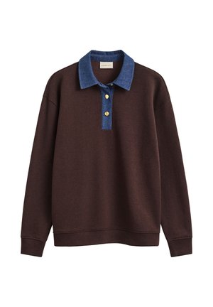GANT, HEAVY RUGGER DENIM COLLAR - Блуза с дълги ръкави - deep brown