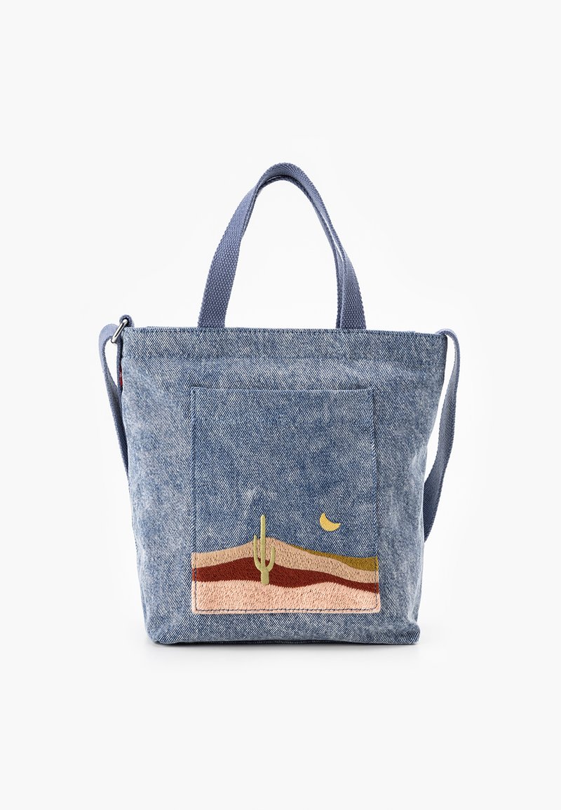 Piccola borsa a tracolla in denim con cerniera e tracolla
