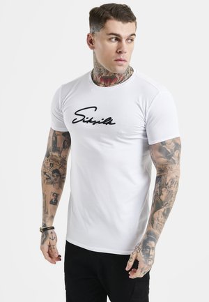 SCRIPT EMBROIDERY MUSCLE FIT - Print T-shirt - white