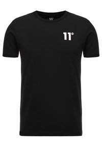Černé tričko s krátkým rukávem vyrobené z bavlny. Na levé části hrudi je bílé tištěné logo "11°". Klasický design s kulatým výstřihem.
