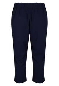 Marine geknipte broek van zachte stof, met een elastische tailleband en normale zakken, met een loose fit en subtiele glans.