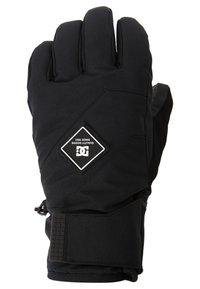 Guanto isolato nero con polsino testurizzato, patch con logo a diamante e cinturino sicuro per una vestibilità aderente. Design delle dita curvo per il comfort.