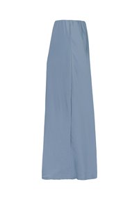 Hellblaues Maxikleid aus weichem, glattem Stoff, mit einem elastischen Bund und einer geraden Form ohne sichtbare Muster oder Beschläge.