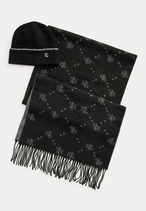 LOGO JACQUARD SCARF AND BEANIE SET - Écharpe - black
