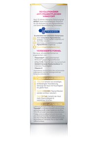 NIVEA anti-pigmentation treatment box, featuring a vertical rectangular shape, predominantly white with pink and yellow text, and a gold top edge.