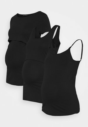 3ER PACK NURSING COMBO MATERNITY - T-shirt basic - black