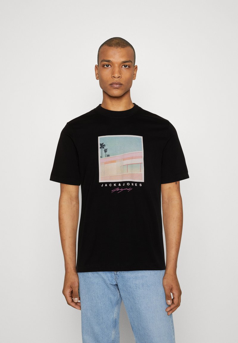 Jack & Jones JORTULUM LANDSCAPE CREW NECK - Printtipaita - black