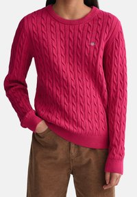 GANT SHIELD CABLE C-NECK - Maglione - deep fuchsia