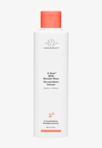 Weiße Flasche mit einem Korallenkappen, die ein schwarzes Logo trägt. Der Text auf der Vorderseite gibt an, dass sie micellares Wasser und eine Mischung aus Ceramiden enthält. 240 ml.