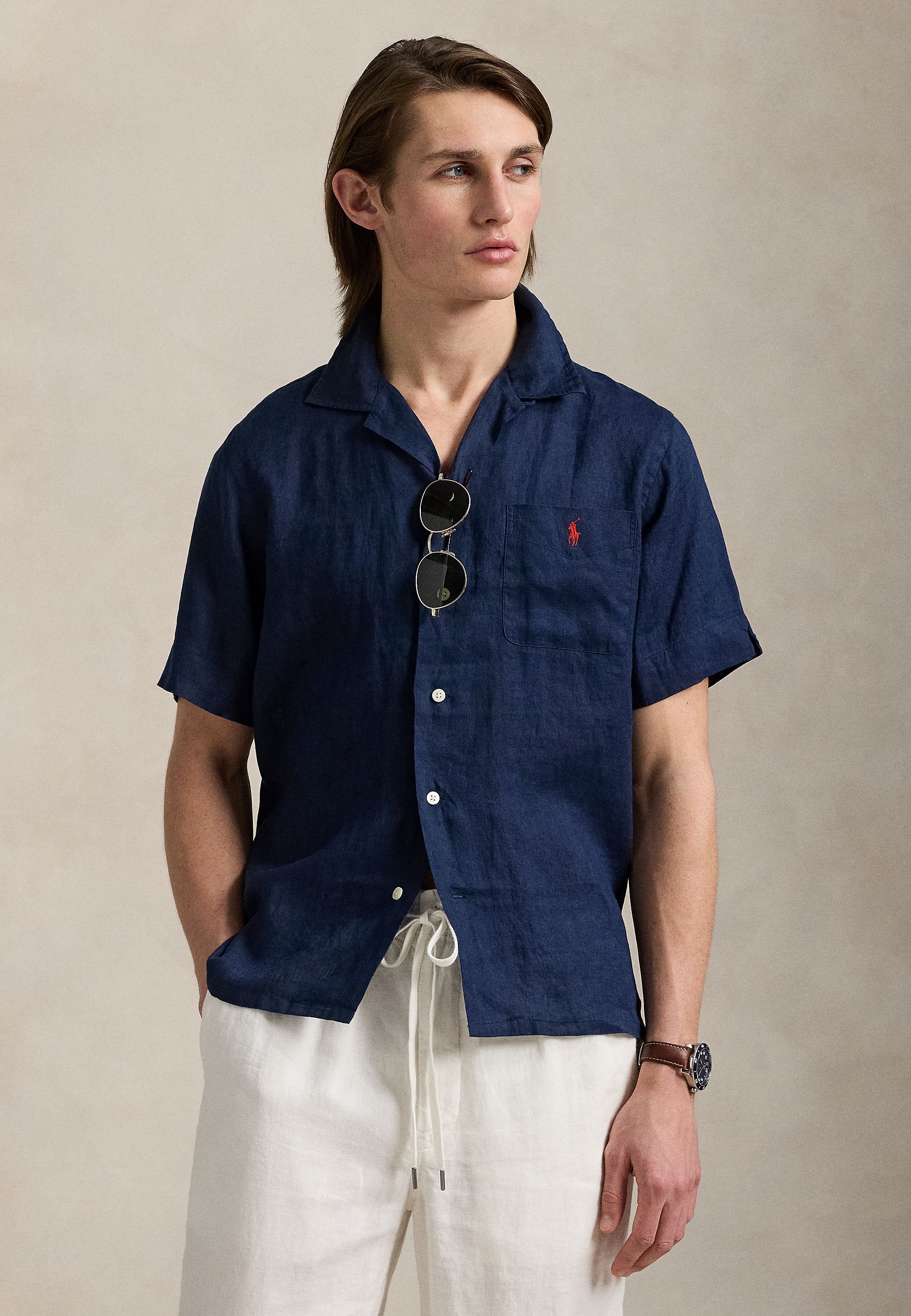 Polo Ralph Lauren LINEN SHORT SLEEVE SPORT - Shirt - newport navy
