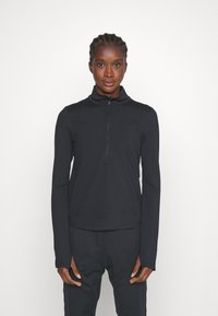 Girlfriend Collective RESET LONG SLEEVE MOCK NECK HALF ZIP - Top dugih rukava - black