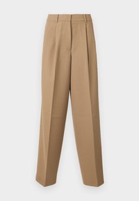 PLEATED WIDE LEG PANT - Trousers - cafe