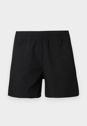 Svarte shorts med elastisk midje, vist bakfra, knelengde med enkel design uten synlige logoer eller lommer.