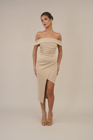 WEDDING VINCENZO ROUCHED MIDI - Trikotaažkleit - champagne