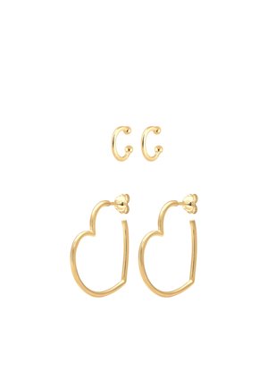 2 PACK HEART - Ohrringe - gold-coloured