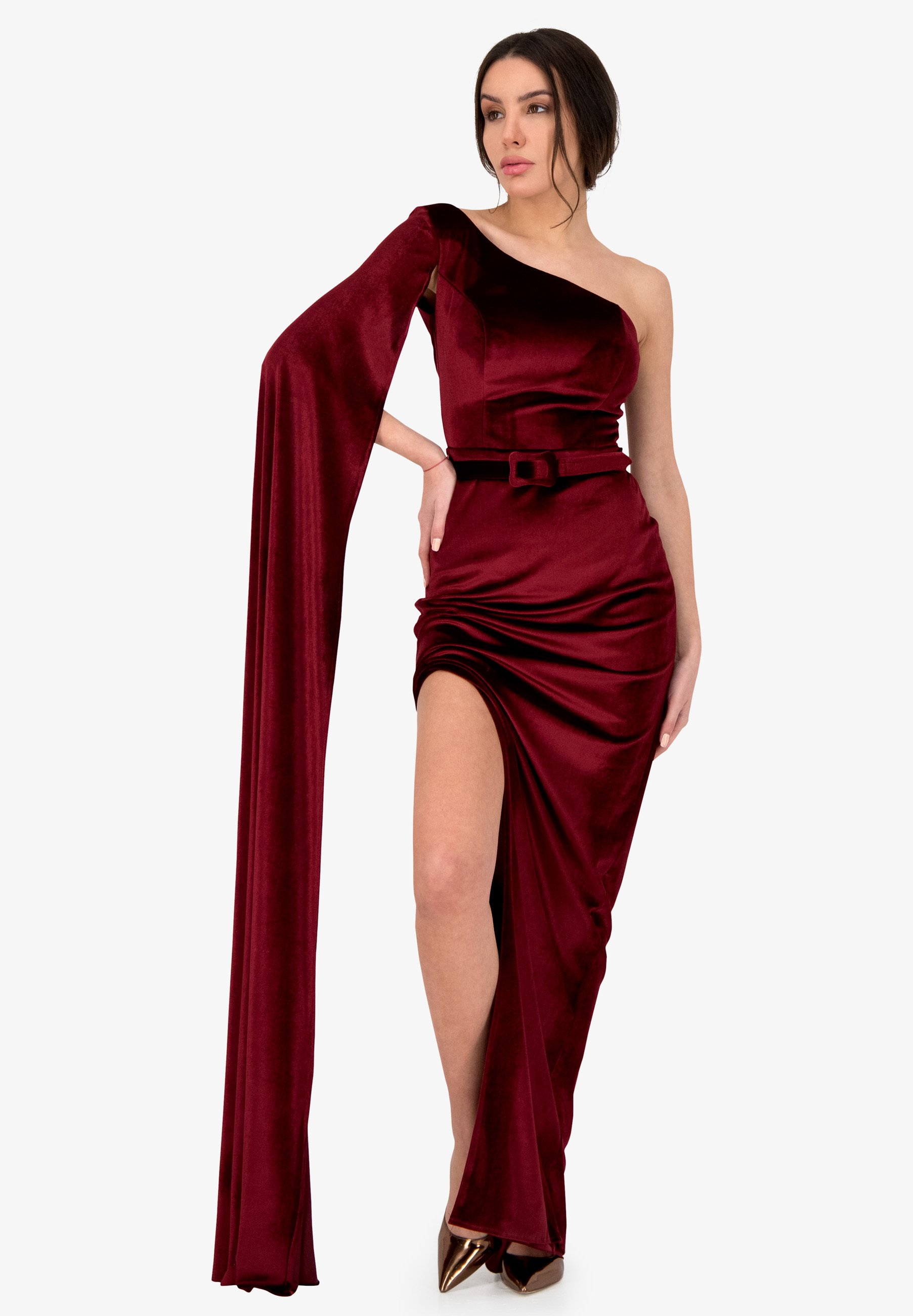 Prestije EINÄRMELIGES MIT BEINSCHLITZ - Abito da sera - bordeaux -  Zalando.it