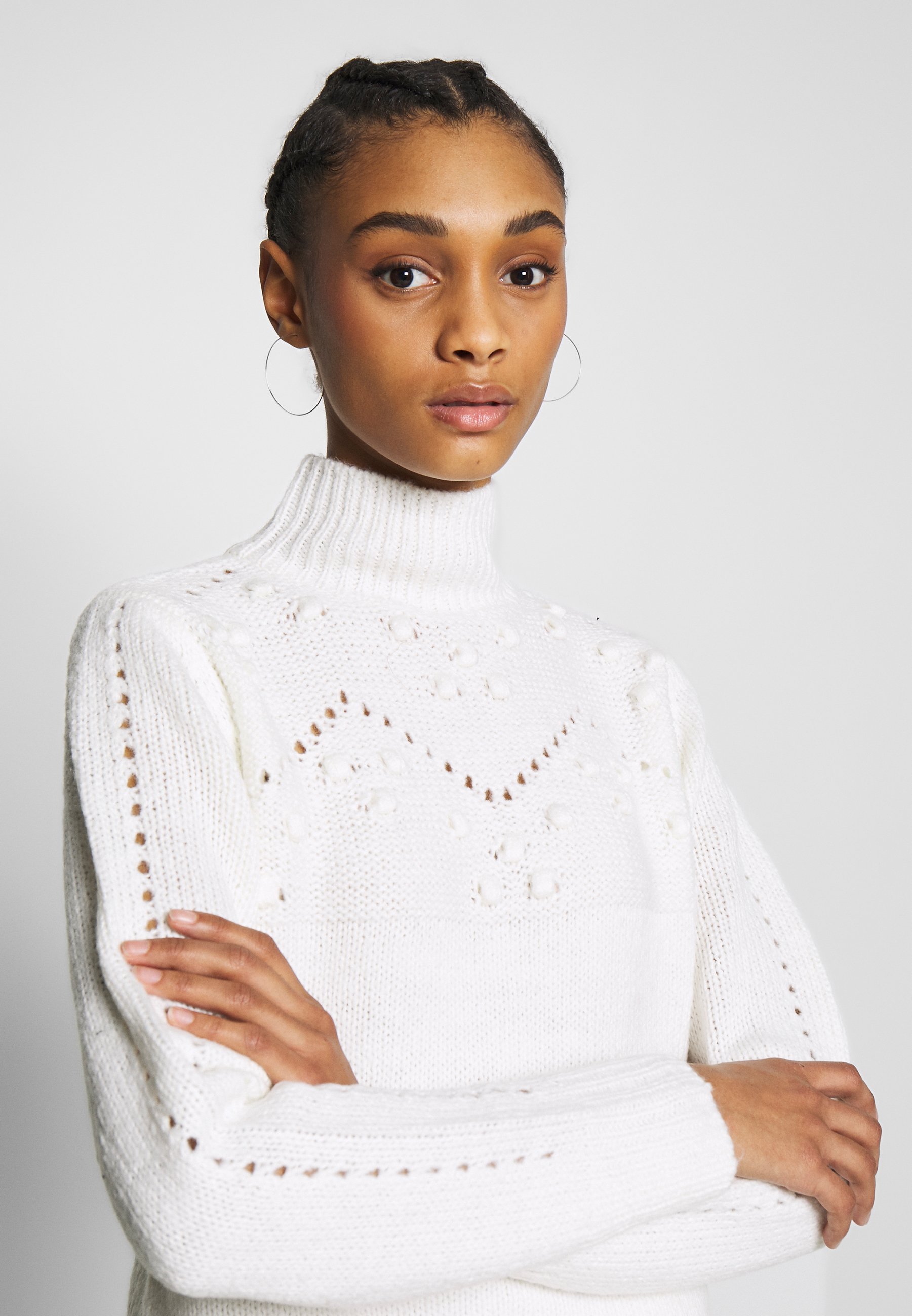 Dorothy Perkins BOBBLEYOKE JUMPER Strikkegenser cream Dorothy Perkins DIAMOND HIGH NECK JUMPER - Strikkegenser - oatmeal