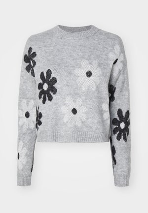 ONLY ONLFREESIA O NECK  - Jumper - light grey melange/black/white
