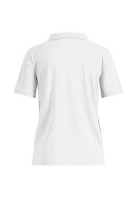 Bílá polo košile s klasickým límcem a krátkými rukávy. Vyrobena z hladkého materiálu, má jednoduchý, čistý design bez vzorů.