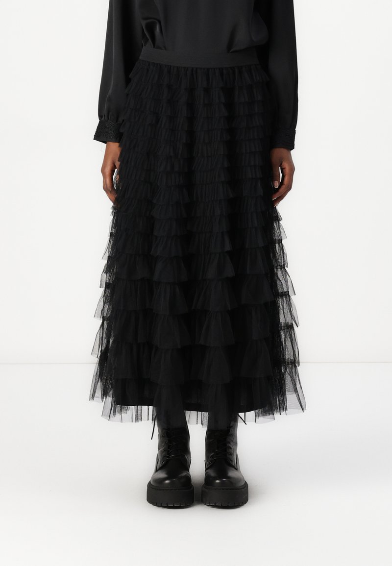 Vero Moda VMNAJA RUFFLE SKIRT - Dolgo krilo - black