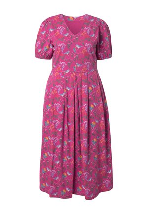 Ulla Popken, PRINZESSNÄHTE, V-AUSSCHNITT, HALBARM - Vestido largo - summer berry