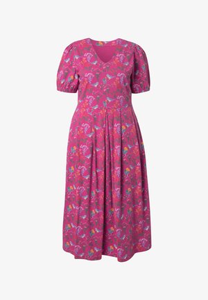 Ulla Popken, PRINZESSNÄHTE, V-AUSSCHNITT, HALBARM - Vestido largo - summer berry