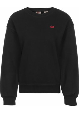 Sweatshirt noir à col rond fabriqué en mélange de coton. Présente un petit logo rouge Levi's sur la poitrine et des bords côtelés aux poignets et à l'ourlet.