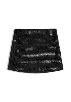 Bershka, RHINESTONE EFFECT MINI SKIRT - Jupe trapèze - black