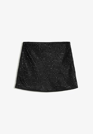 Bershka, RHINESTONE EFFECT MINI SKIRT - Jupe trapèze - black