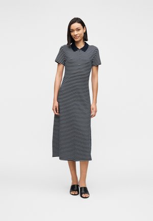 Tommy Hilfiger, ZIP MAXI SHORT SLEEVE POLO DRESS - Nappali ruha - small dark night / ecru