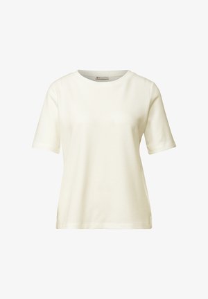 Street One, T-SHIRT WITH CREW NECK AND TEXTURED DETAIL - T-shirt basic - off white
