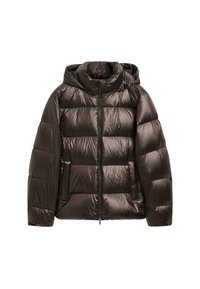 WATER-REPELLENT PUFFER WITH HOOD - Daunenmantel - dark brown