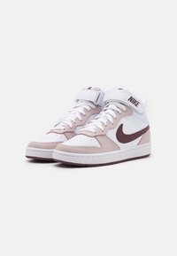 Nike Sportswear COURT BOROUGH MID 2 UNISEX - Aukšto profilio sportbačiai - white/burgundy crush/platinum violet