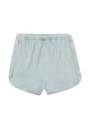 Lichtblauwe badstof shorts met een elastische tailleband, zijzakken en een zachte, gestructureerde oppervlakte. Heeft een ontspannen pasvorm en een afgeronde zoom.
