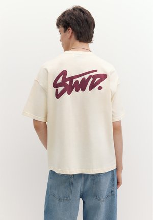 PULL&BEAR, STWD LOGO BOXY - T-SHIRT - T-shirts print - white