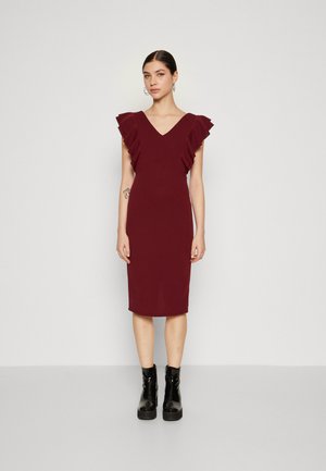 ALESSIA FRILL SLEEVE MIDI DRESS - Koktejlové šaty / šaty na párty - wine