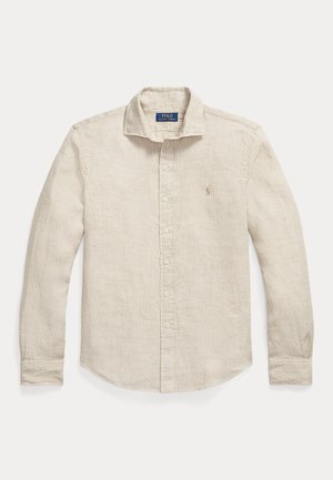Polo Ralph Lauren, CUSTOM FIT HOUNDSTOOTH LINEN SHIRT - Overhemd - coastal beige/white