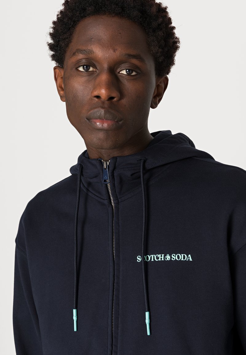 Scotch u0026 Soda FELPA LOGO ZIP THRU HOODIE UNISEX - Zip-up sweatshirt -  night/dark grey - Zalando.co.uk