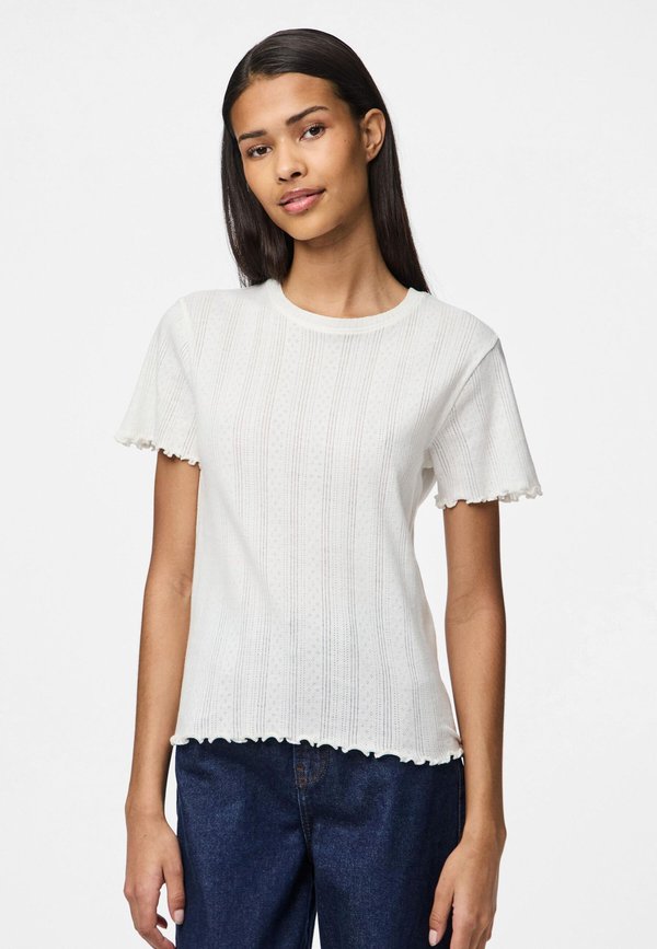 PCMARIE SS O-NECK POIN JRS NOOS BC - T-Shirt basic - cloud dancer