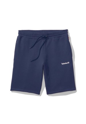 Marineblaue Baumwollmischungshorts mit elastischem Bund, Kordelzug und Seitentaschen. Mit weißem Timberland-Logoakzent.