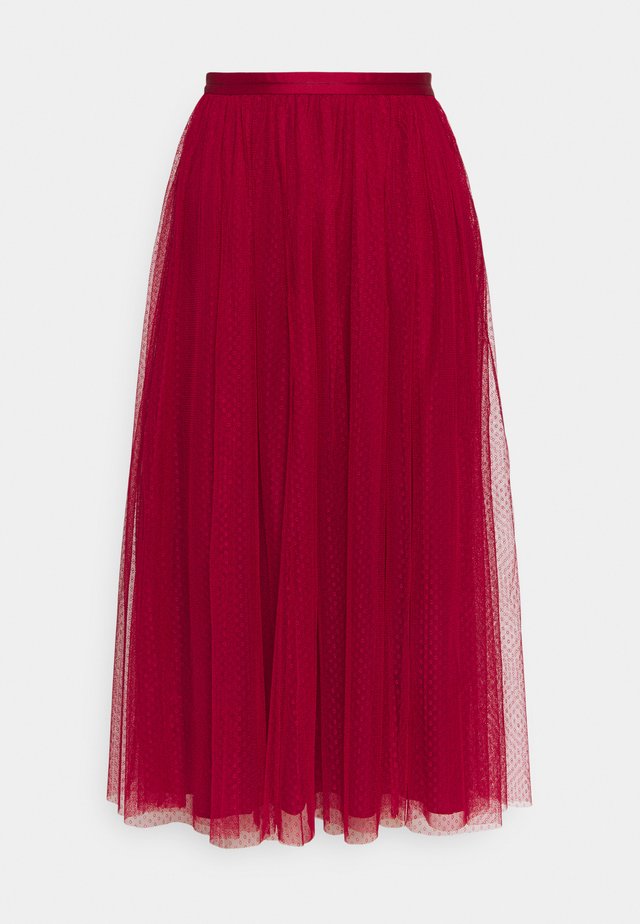 DOTTED MIDAXI SKIRT - Jupe trapèze - deep red