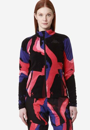 Giacca in pile - red hibiscus - blue spectrum - black